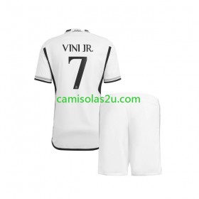 Camisolas de futebol Real Madrid Vinicius Junior 7 Criança Equipamento Principal 2023/24 Manga Curta